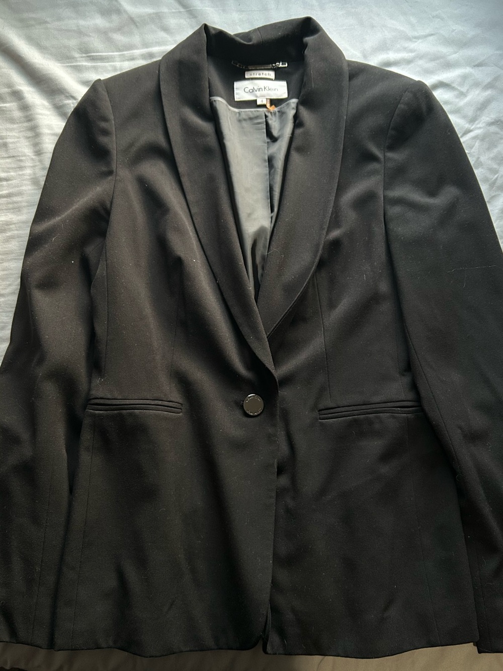 Calvin Klein Black Single-Button Shawl-Collar Blazer